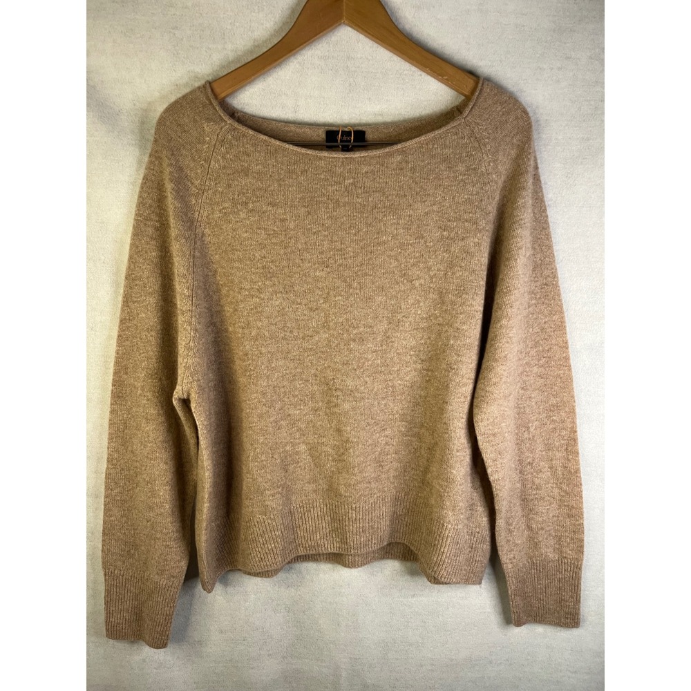 Quince Boatneck Cashmere Sweater Beige Sz M NWT